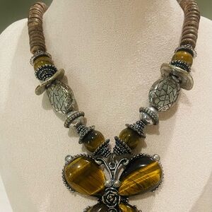 Tigers Eye Butterfly Statement Necklace